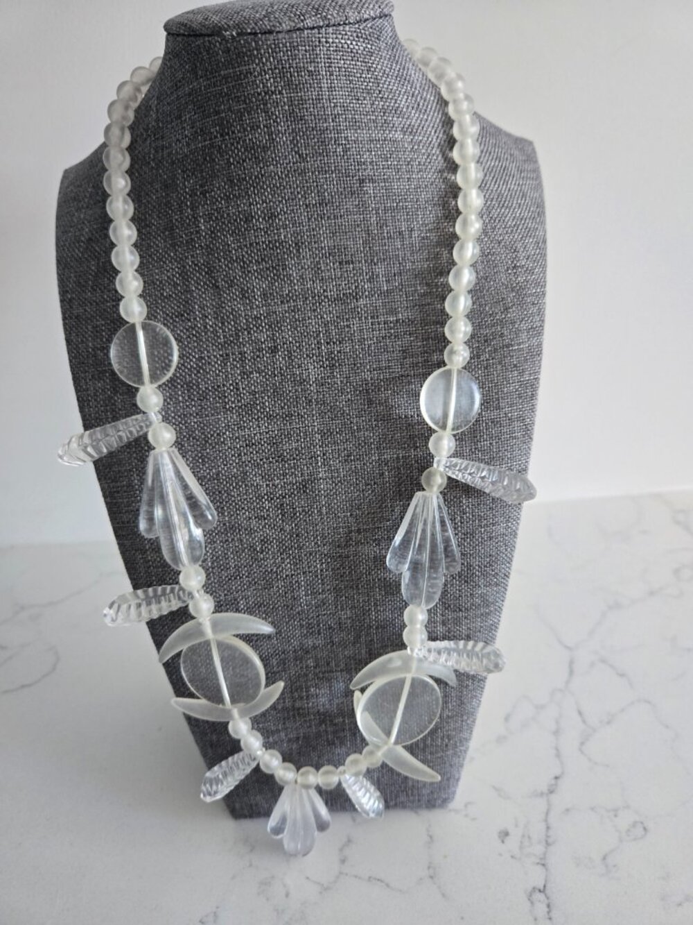 Vintage Translucent White Lucite Necklace